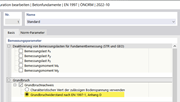 Darstellung von Betonfundamenten zur Prüfung des Grundbruchwiderstands nach EN1997-1 Anhang D