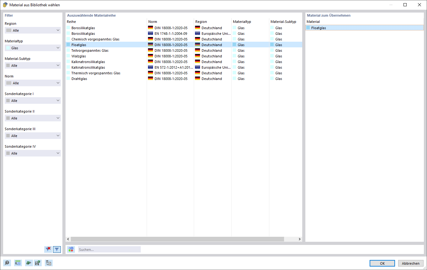 Materialbibliothek Glas | Auswahl an Materialien Glas und Folie