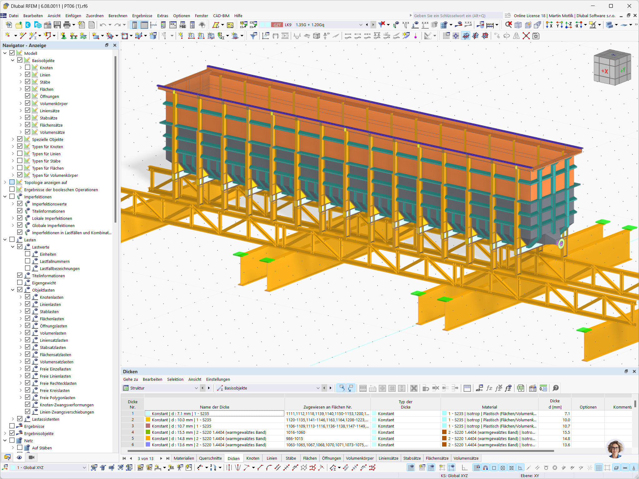 3D-Modell eines rechteckigen Stahlbehälters in RFEM (Variante 2)