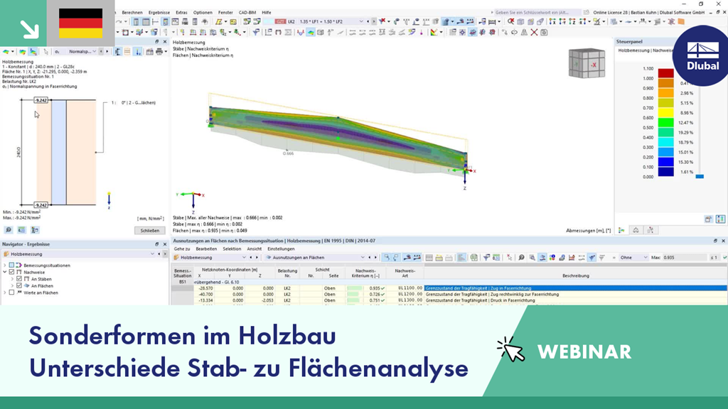 Kostenfreies Webinar | Sonderformen im Holzbau | Unterschiede der Stab- und Flächenanalyse