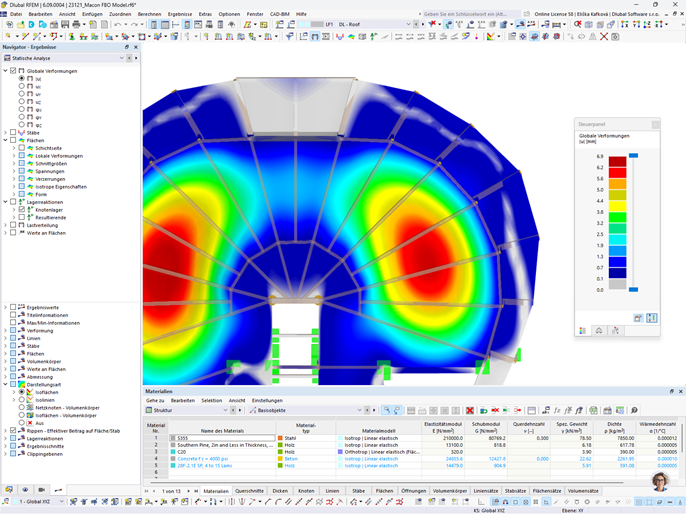 Verformungen am RFEM-Modell des Flughafenterminals von Georgia | © EQUILIBRIUM
