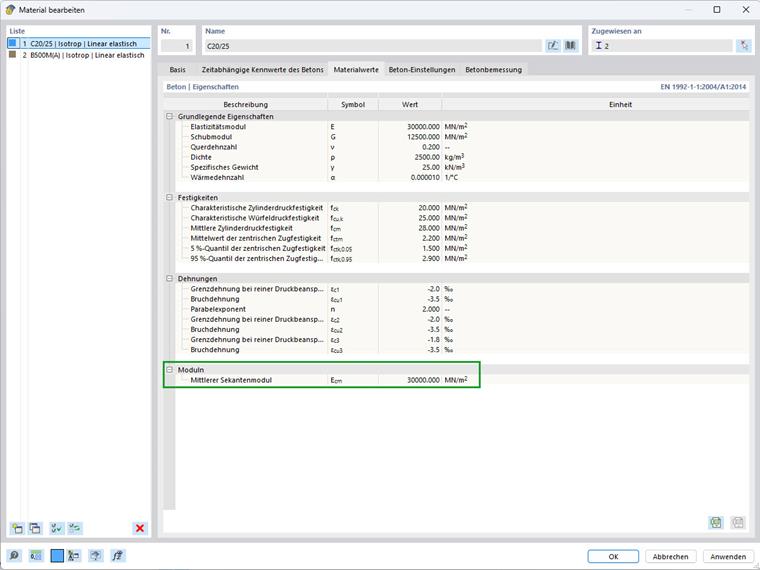 Illustration des Materialkennwerts Elastizitätsmodul als Darstellung des Verhältnisses von Spannung zu Dehnung