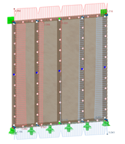 Visualisierung des Schubfluss-Ergebnisverlaufs und der wirkenden Kräfte an einer Holztafelwand
