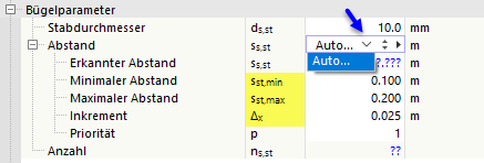 Illustration zur automatischen Bestimmung von Bügelabständen in Bewehrungsmodellen.