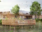 Seeansicht des Gebäudes | Schulkomplex in La Rochelle | Holz-Beton-Decke und Holz-Metall-Verbundkonstruktion