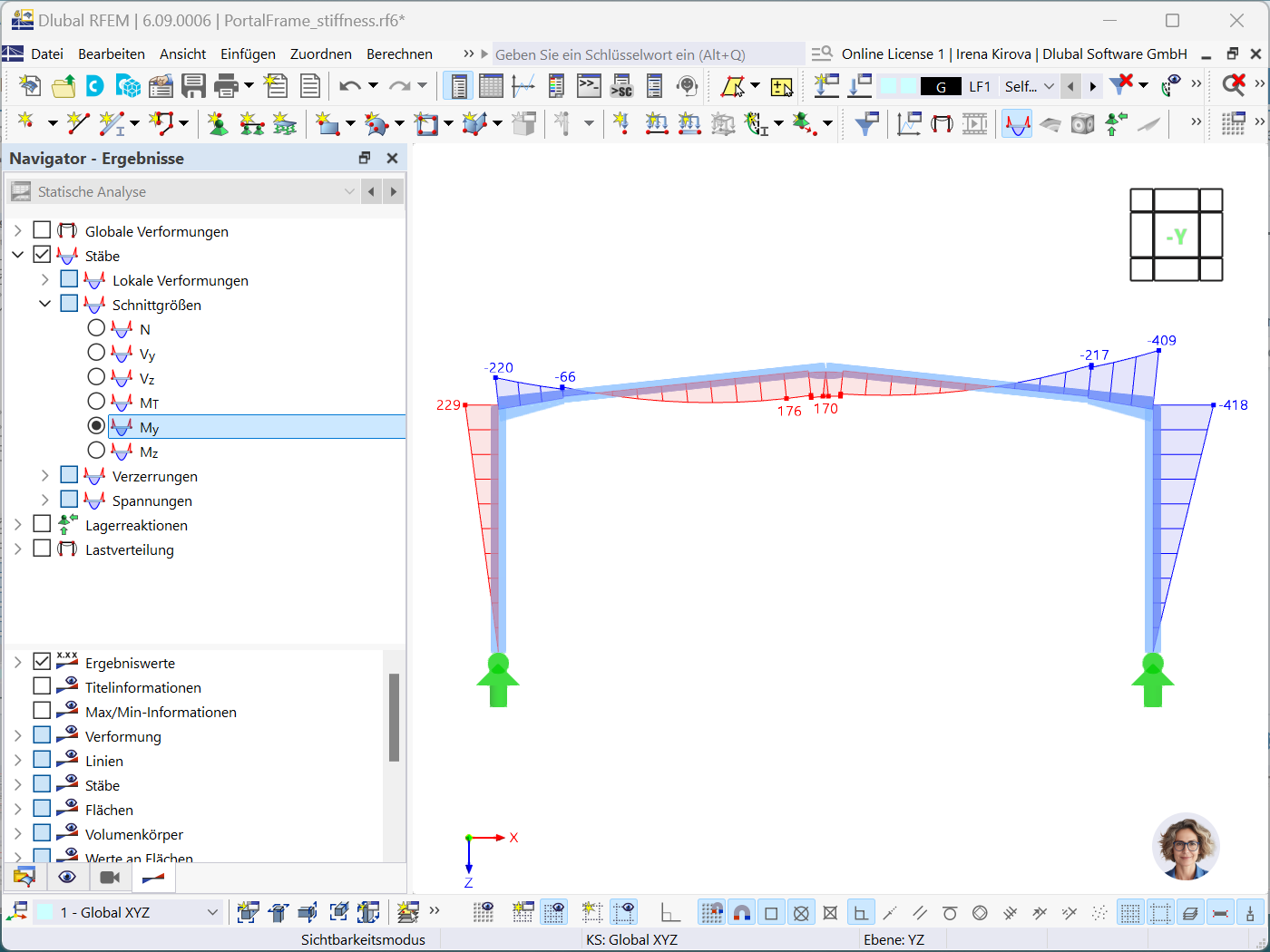 Vergleich von Simulationsergebnissen für ein Statikmodell ohne integrierte Stahlanschlüsse.