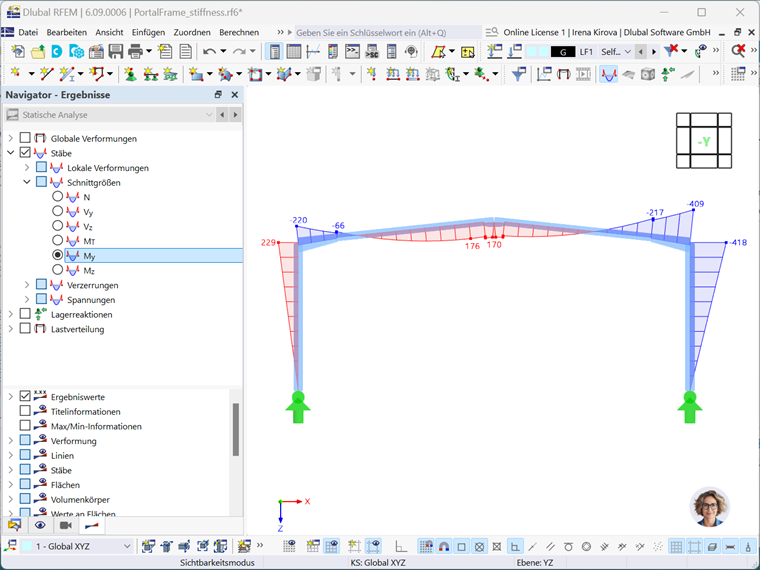 Vergleich von Simulationsergebnissen für ein Statikmodell ohne integrierte Stahlanschlüsse.