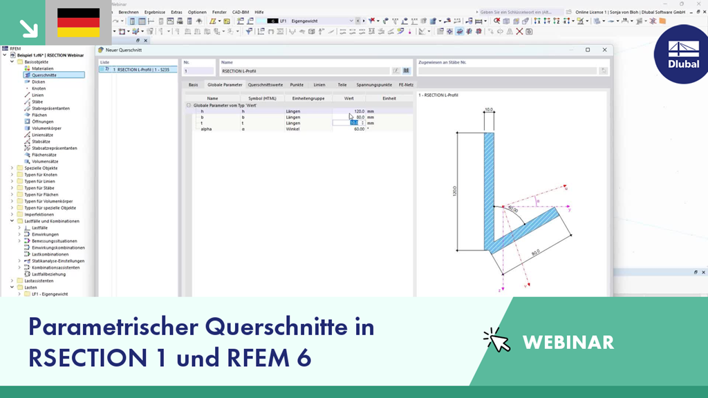 Webinar zur Erstellung parametrischer Querschnitte | Nutzung in RSECTION 1 und RFEM 6 mit Parameteranpassung