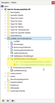 Das Bild zeigt neue Einträge im Daten-Navigator nach der Aktivierung eines Add-Ons.