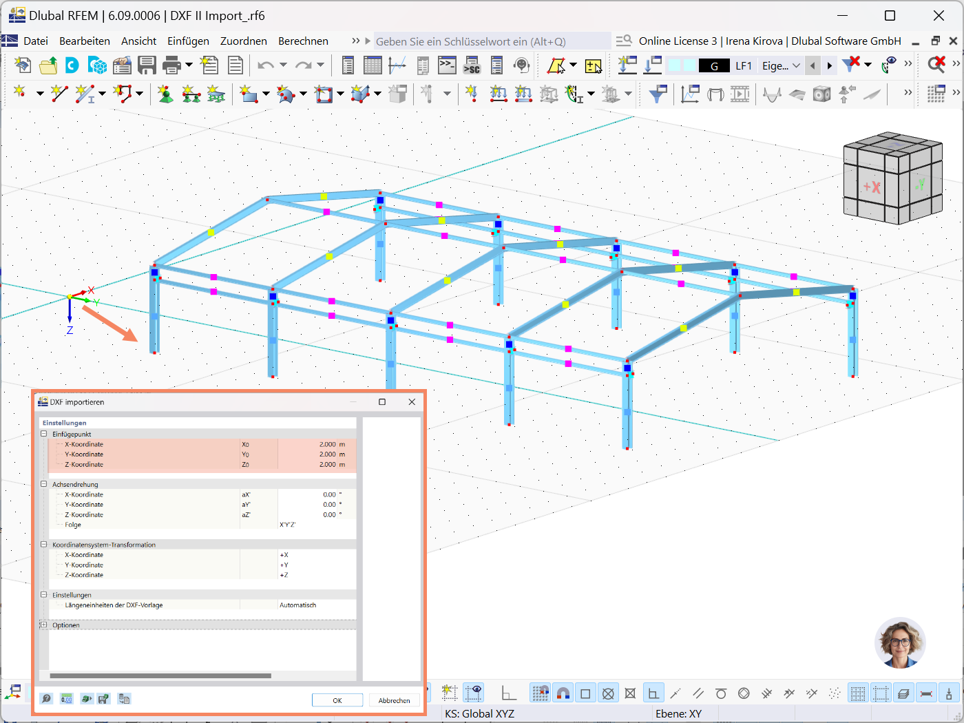 Einstellungen zur Definition von Einfügepunkten beim Import von Autocad/DXF-Dateien in RFEM 6. Anzeige der Optionen in einem Layout der Benutzeroberfläche.