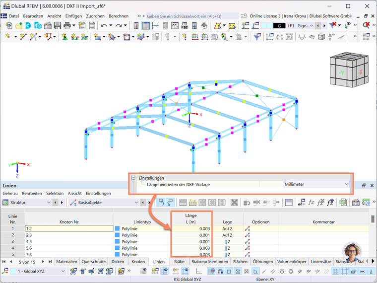 Längeneinheiten der DXF-Schablonen beim Importieren der Dateien in RFEM 6 anpassen, um eine präzise Modellierung zu ermöglichen.