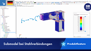 Darstellung eines Submodells mit Stahlverbindungen, inklusive Balken und Verbindungsdetails, zur strukturellen Analyse.