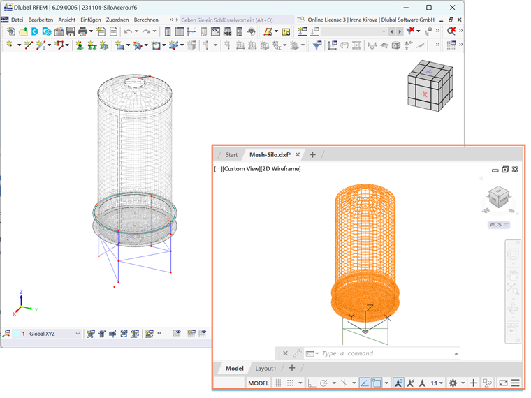Die Schnittstelle zeigt die Option zum Exportieren eines Finiten-Elemente-Netzes aus RFEM 6 in eine DXF-Datei.