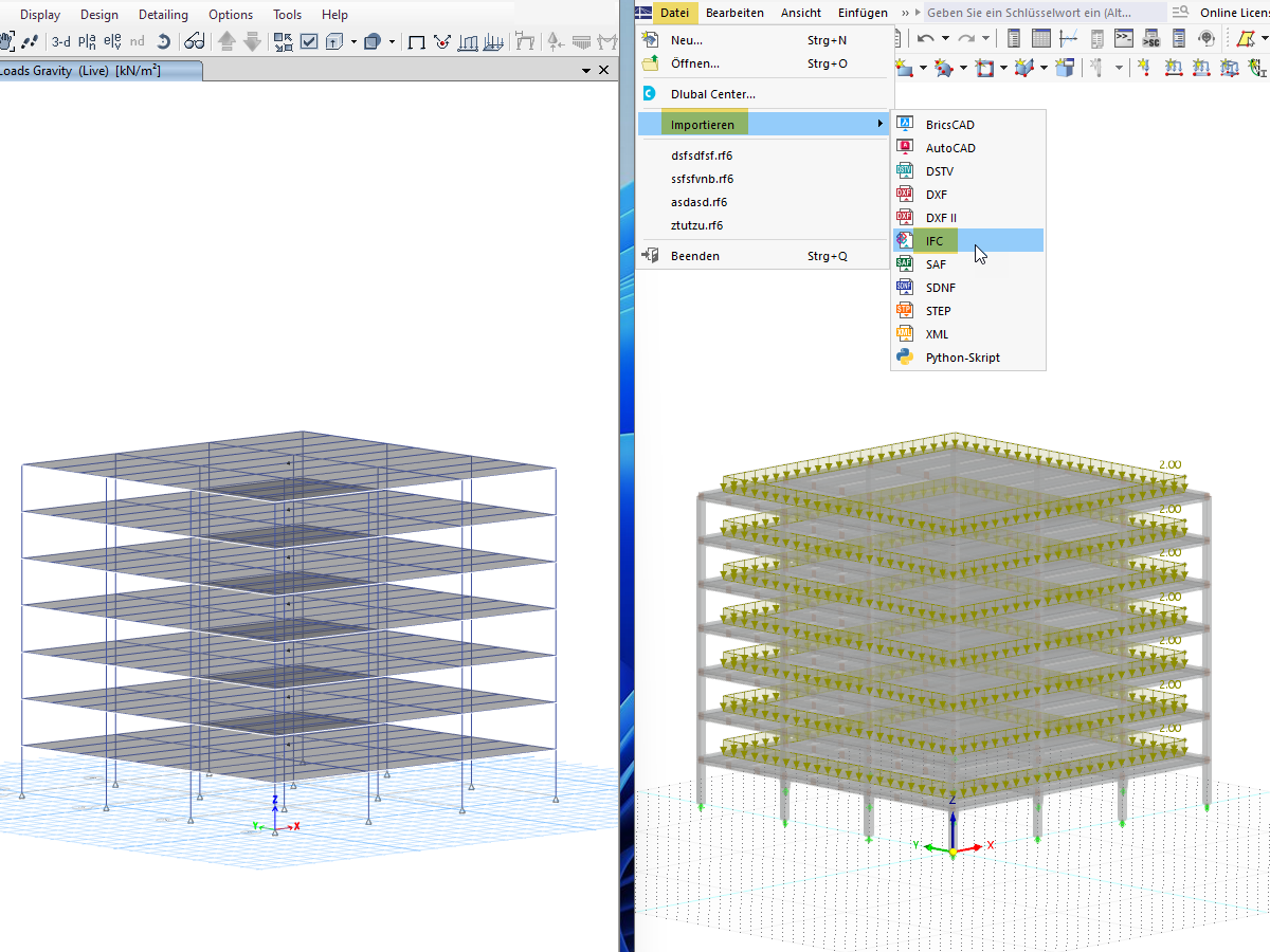 Prozess des Datenexports von ETABS zu RFEM zur besseren Modellintegration.