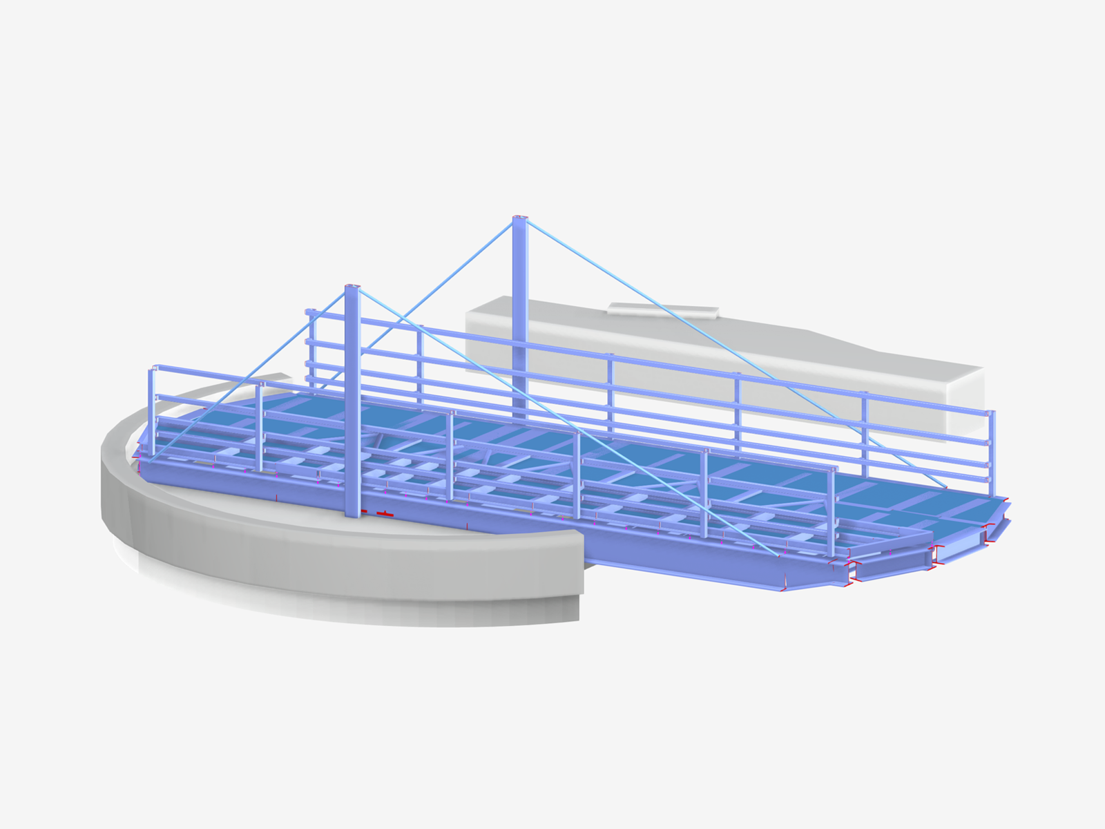 Drehbrücke über den Airedale-Kanal im geschlossenen Zustand am RFEM-Modell