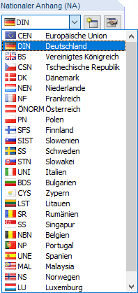 Abbildung zeigt verschiedene nationale Anhänge zur Anpassung von Normen in Bauprojekten.