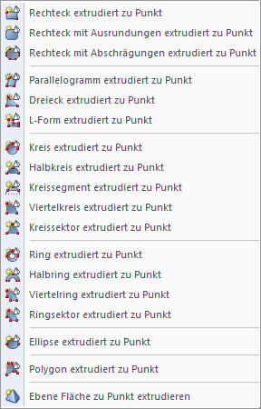 Funktion 'Zu Punkt extrudieren' zur dreidimensionalen Modellierung in einem Software-Tool