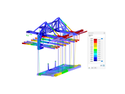 Statische Analyse von Stahlvorbauwagen für den Brückenbau, optimiert für Tragfähigkeit und Sicherheit.
