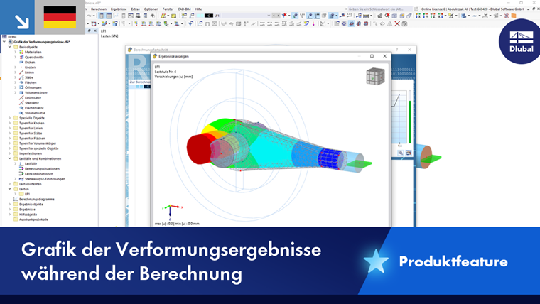 Grafik zeigt Strukturverformungsergebnisse in einer Bauwerksberechnung.