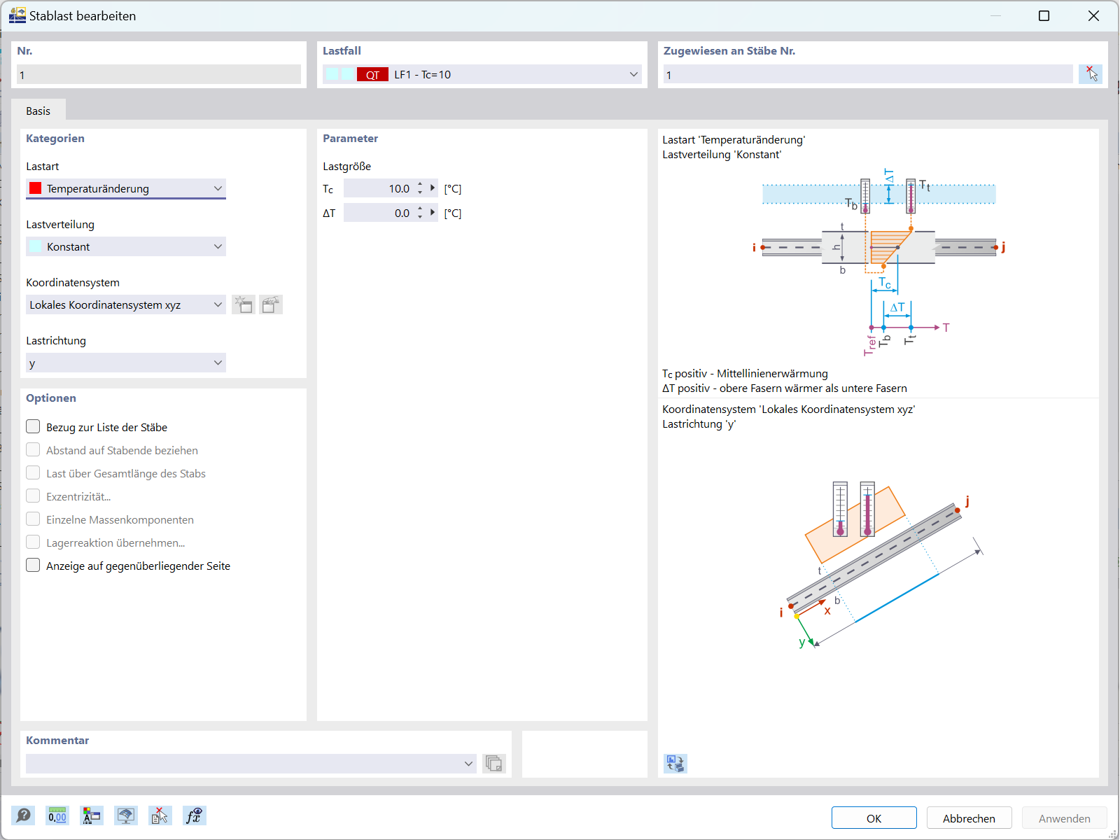 Simulation des Membraneffekts in RFEM 6 mit Lastart Temperaturänderung und Feature der Mittellinientemperatur.