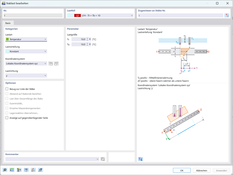 Illustration der Simulation des Membraneffekts durch Anwendung der Temperaturlast in RFEM 6.