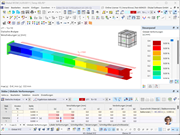 Veranschaulichung der Trägerverformung in RFEM 6, verursacht durch eine gleichmäßige Temperaturerhöhung.