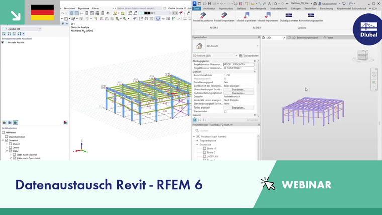 Webinar demonstriert Datenaustausch zwischen Revit und RFEM 6, zeigt Interoperabilität der Programme.