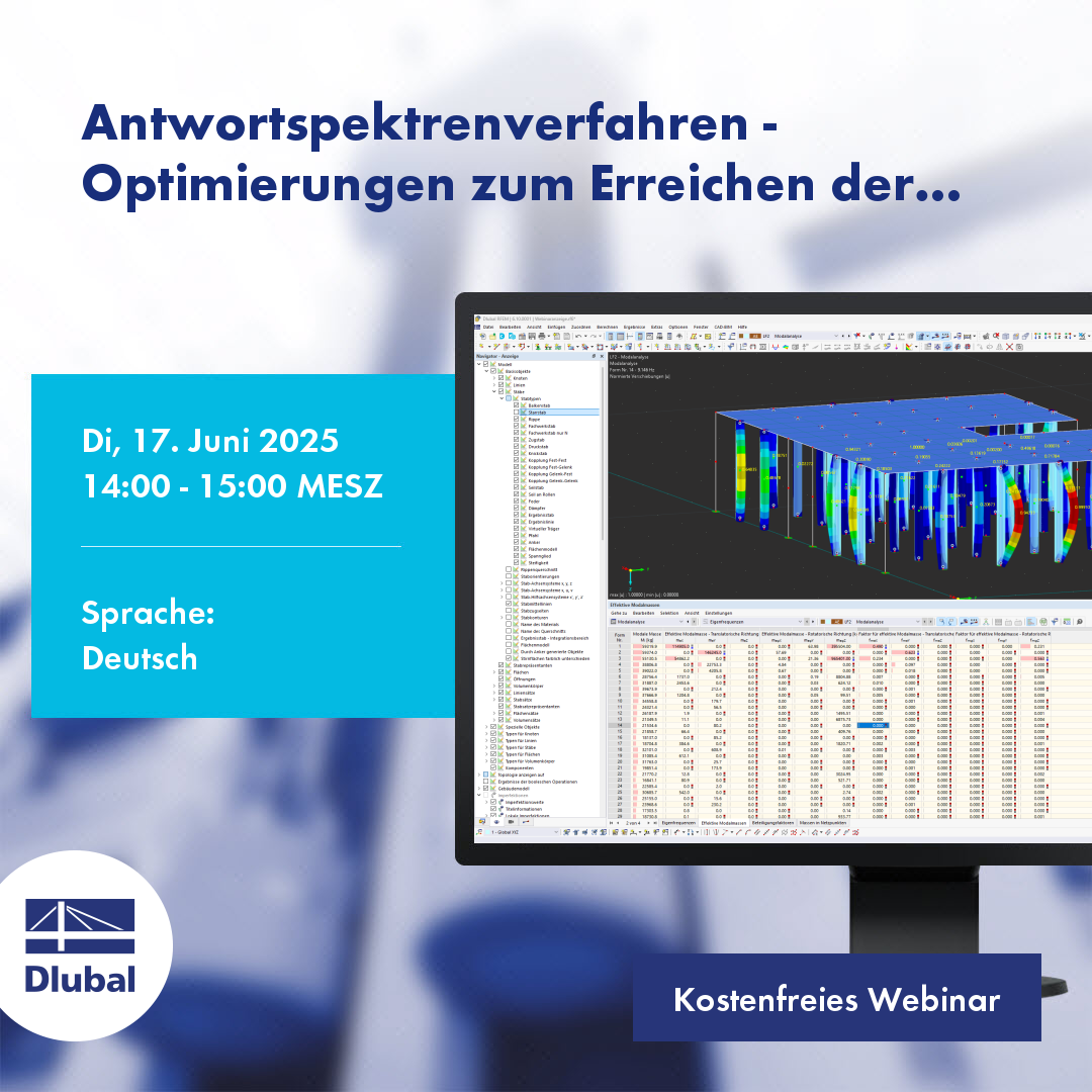 Optimierung des Antwortspektrenverfahrens zur Erreichung der effektiven modalen Masse bei spezifischen Bauprojekten am 17. Juni 2025 zwischen 14:00 und 15:00 MESZ.
