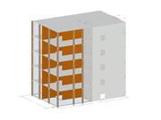 Fünfgeschossiges Gebäude mit modernen Bauanforderungen in urbaner Umgebung.