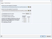 Dialogfenster mit Registerkarte für Detaileinstellungen bei Import oder Export von Daten.
