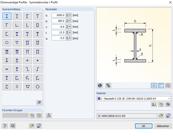 Symmetrische I-Profile aus dünnwandigen Profilen dargestellt mit geometrischer Präzision.