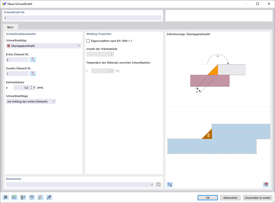 Schweißnahttyp 'Überlappkehlnaht'