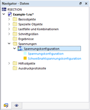 Spannungskonfiguration im Navigator