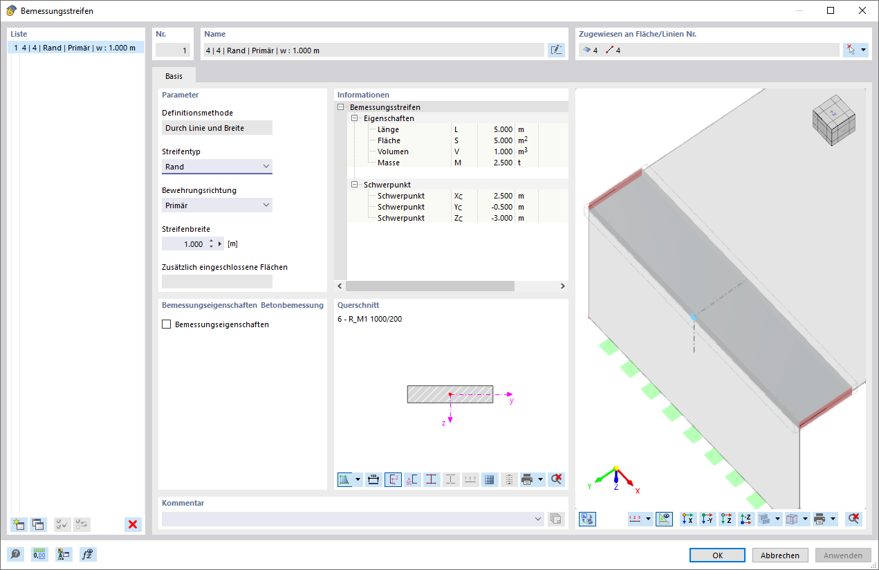 Dialog zur Anwendung des Bemessungsstreifenverfahrens nach ACI 318-19 für die Plattenbewehrung in zwei Richtungen.