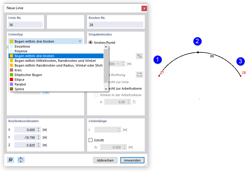 Bogen grafisch setzen