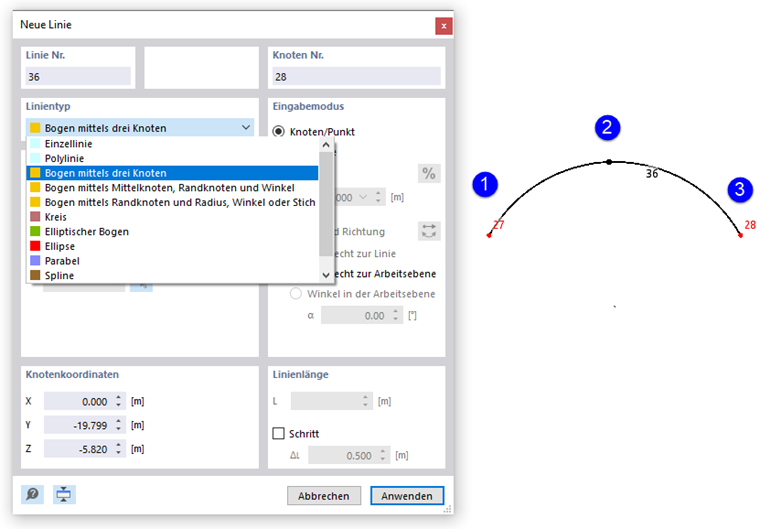 Bogen grafisch setzen
