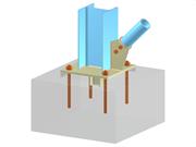 Modell 005694 | Stützenfuß mit Knotenblech, Schubdübel und diagonaler Schraubverbindung