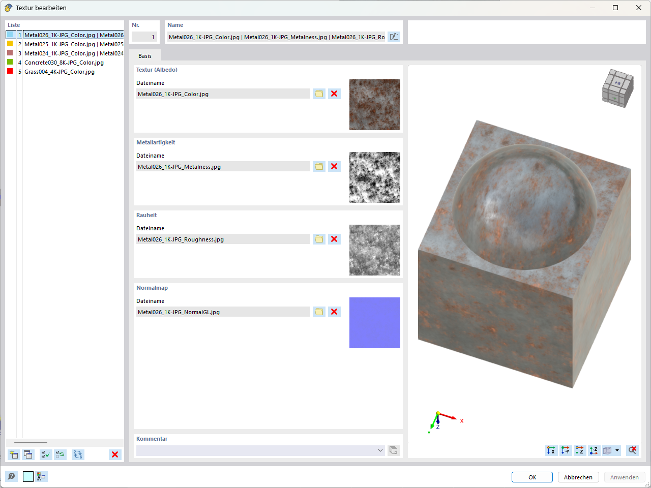 Maßgeschneiderte Materialtexturen für realistische Modellvisualisierungen.
