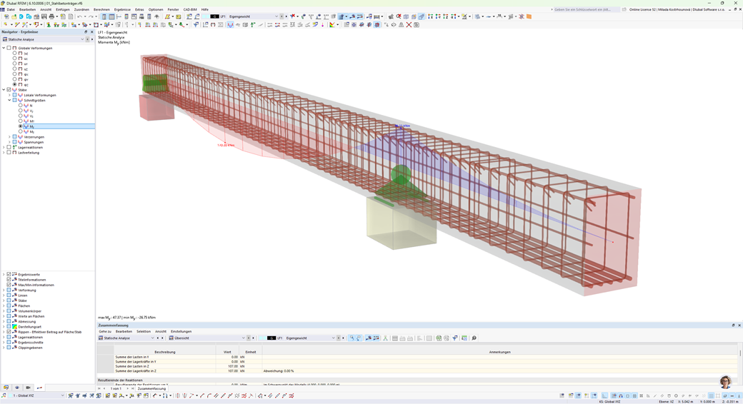 Stahlbetonträger mit Kragarm zur Darstellung von Bewehrungstechniken und Tragverhalten.