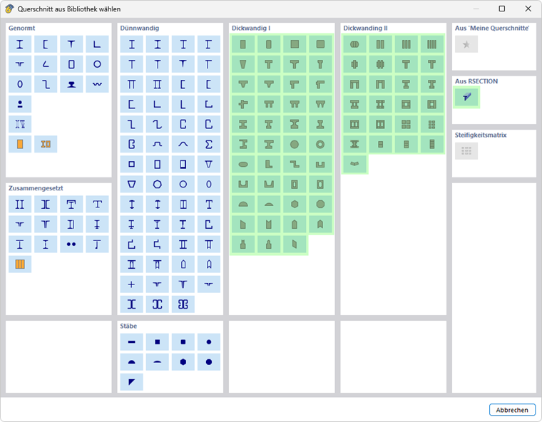 Querschnittstypen für Spannbetonträger