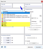 Linientypen für Spannglieder