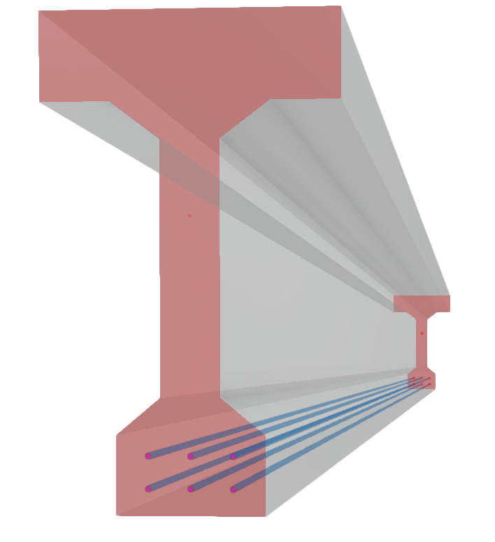 Spannbetonträger mit Spanngliedern