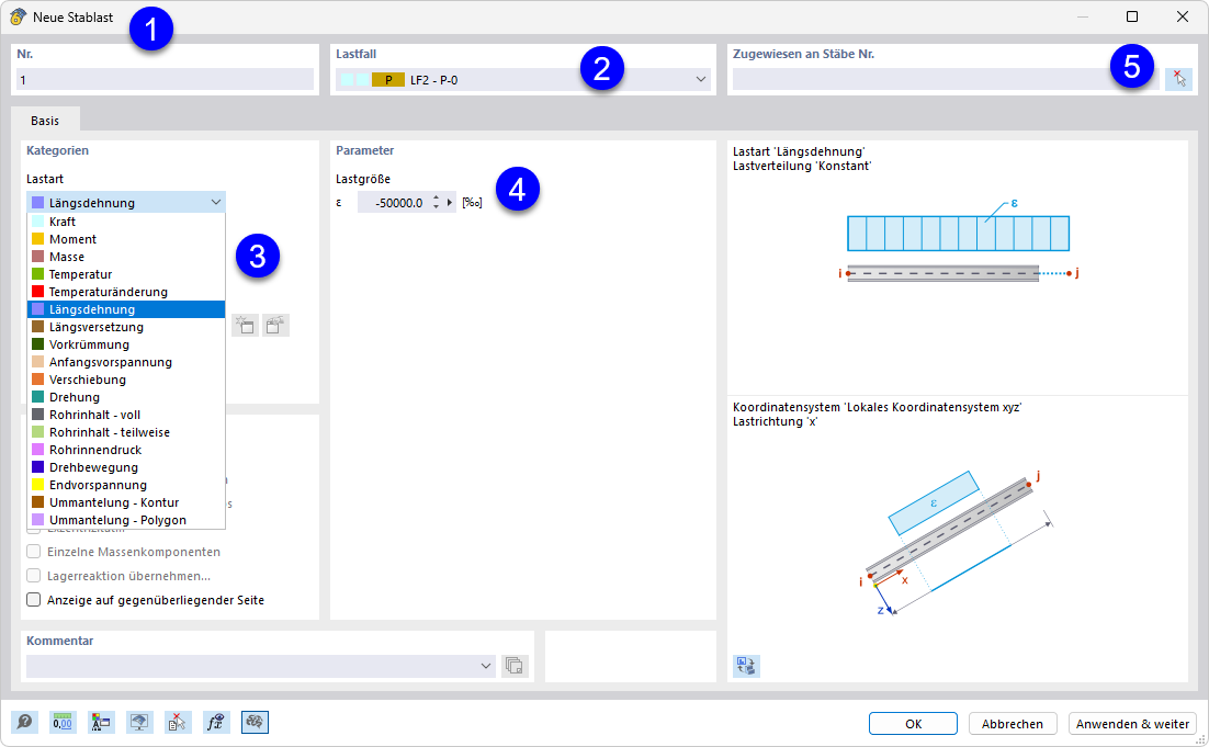 Vorspannung als Längenänderung definieren