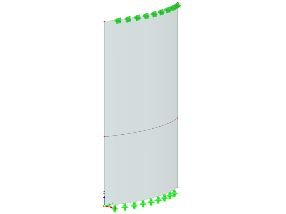 Eine gebogene Verbundglasscheibe wird gemäß der Norm ASTM E1300-24 bemessen.