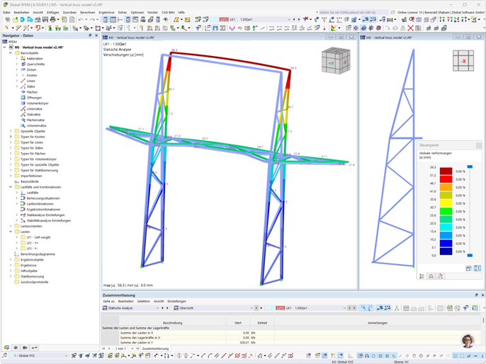 Darstellung der Verformung einer Fassadenhalterung aus Stahlkonstruktion mit RFEM6.