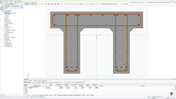 Visualisierung eines Stahlbetonquerschnitts in RSECTION mit Details der Betondeckung sowie Einstellungen für Schub- und Längsbewehrung.