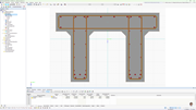 Visualisierung eines Stahlbetonquerschnitts in RSECTION mit Details der Betondeckung sowie Einstellungen für Schub- und Längsbewehrung.