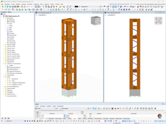 Holzturmstrukturanalyse mit RFEM, Darstellung des Bauwerks im Konstruktionsstadium.