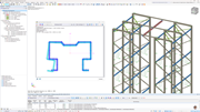 Analysemodell mit Darstellung der Bemessung von kaltgeformtem Stahl nach EN 1993-1-3, mit Querschnittseigenschaften und statischen Details.