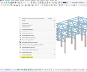 Option zur Exportierung einer 3D-Szene in das DXF-Format im Konstruktionsprozess. Detaillierte technische Angaben und Strukturvisualisierung.